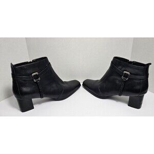 KHOMBU Leather Lodge BRAID 2 2" HEEL Black LEATHER BOOTS US 11M WOMENS